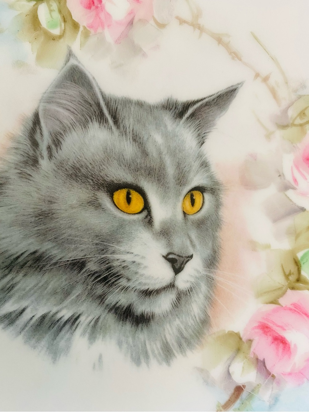 Decorative porcelain cat plate